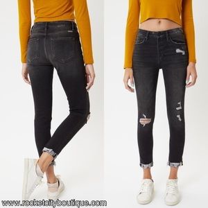 Kancan HighRise Button Fly Distressed Skinny Jeans